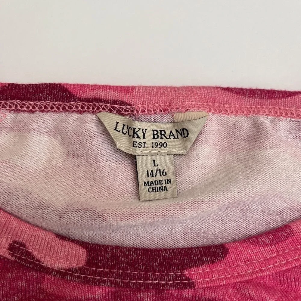 Lucky Brand Girl Youth Pink and Camo Sweaters,‎ Lucky Sweaters, Lucky Brand M10